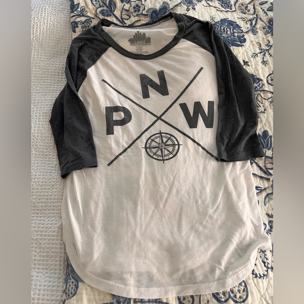 Black & White Raglan Graphic Baseball Tee